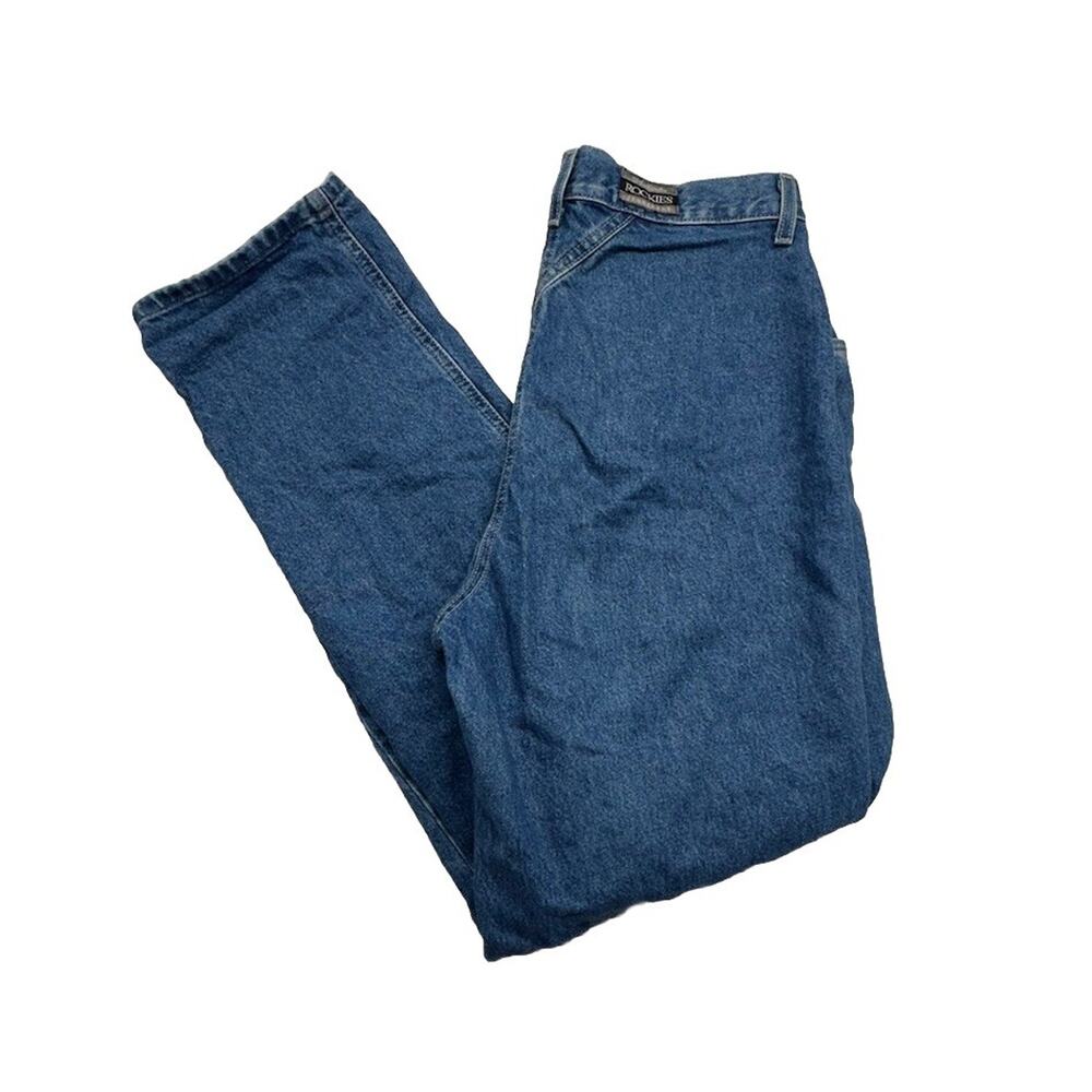 Vintage Rockies Jean Womens 15 16 High Rise Blue Denim Pant Bareback Distressed - Picture 12 of 12